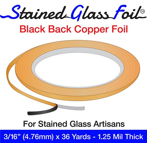 12580CS - Case Stained Glass Foil Black Back 3/16" 1.25 Mil (100/cs)