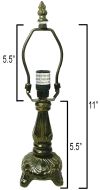32008-Grecian Metal Lamp Base, Antique Bronze Finish With Gold Highlts, 11" Tall