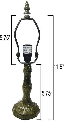 32009- Pompeii Metal Lamp Base, Antique Bronze Finish With Gold Highlts,11.5" Tall