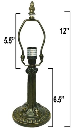 32010- Gothic Metal Lamp Base, Antique Bronze Finish With Gold Highlts, 12"