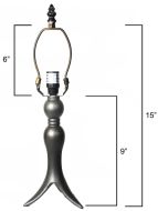 32012- Clusiana Metal Lamp Base, Antique Bronze Finish With Gold Highlts, 15" Tall