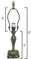 32016- Tulip Metal Lamp Base, Antique Bronze Finish With Gold Highlts, 12" Tall