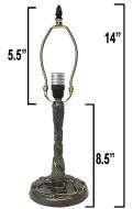 32020- Twisted Dragonfly Metal Lamp Base, Antique Bronze Finish With Gold Highlts, 14"