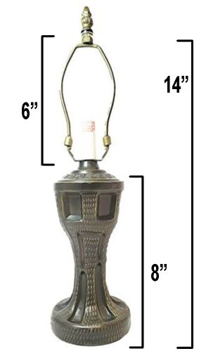 32021- Urn Metal Lamp Base, Antique Bronze Finish With Gold Highlts, 14"