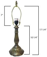 32043- Lily Metal Lamp Base, Antique Bronze Finish With Gold Highlts, 17-1/4" Tall