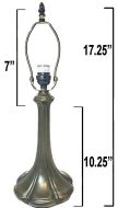 32045- Nouveau Petal Metal Lamp Base, Antique Bronze Finish & Gold Hghlts, 17.25"