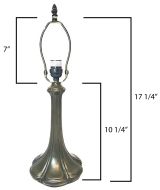 32045- Nouveau Petal Metal Lamp Base, Antique Bronze Finish & Gold Hghlts, 17.25" Tall