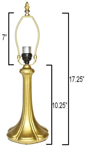 32045G- Nouveau Petal Metal Lamp Base, Bright Gold Finish, 17.25" Tall