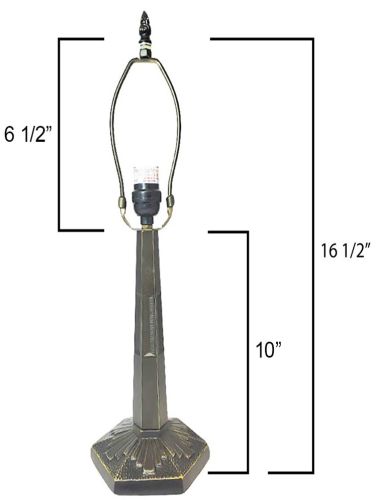 32047- Baroque Metal Lamp Base, Antique Bronze Finish With Gold Highlts, 16.5" Tall