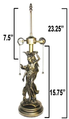 32063- Lady Metal Lamp Base, Antique Bronze Finish With Gold Highlts. 23.25" 