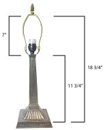 32079- Mission Metal Lamp Base, Antique Bronze Finish With Gold Highlts, 18-3/4" Tall