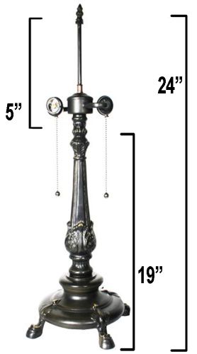 32091- Pedestal Metal Lamp Base, Antique Bronze Finish With Gold Highlts, 24"