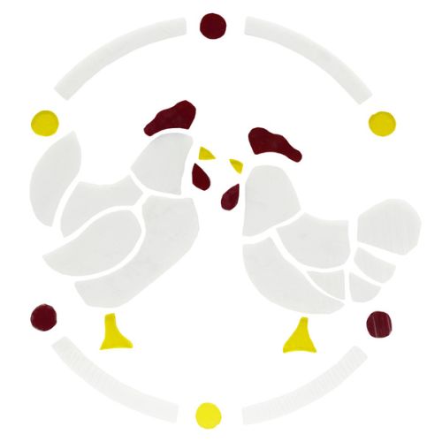 43634- Pre-Cut Stained Glass Chickens