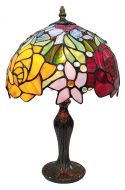 83100-Rose Tiffany Stained Glass Shade & Lamp Base