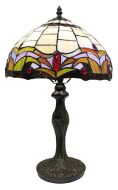 83124-Fleur de-Lis Pattern Tiffany Stained Glass Shade & Lamp Base