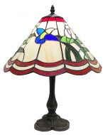 83144-Ribbon Floral Pattern Tiffany Stained Glass Shade & Lamp Base