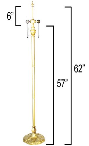 85002G- Pedastal Floor Metal Lamp Base, Bright Gold Finish, 62" Tall