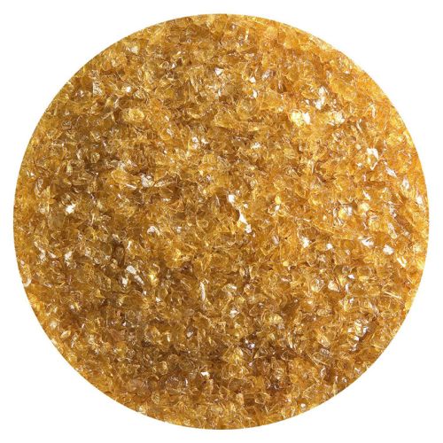 BU113792F- Bullseye Frit Medium  Med. Amber Transparent 5oz Jar - 90 COE