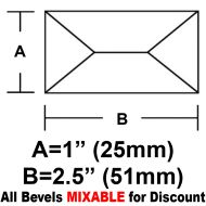 BV125-Rec.Peaked Bevel 1"x2.5"