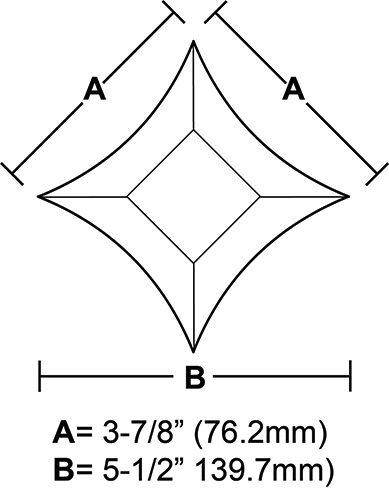 BVPS44-Pointed Star Bevel 3-7/8"x 3-7/8"x 5-1/2" 