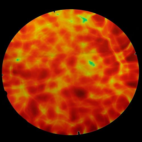 DC692C-CBS Thin Dichroic Red Gold On Black.Aurora Borealis 4"x4.75" - 96 COE
