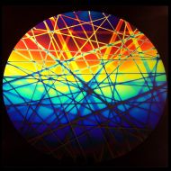 DC695A-CBS Thin Dichroic Rainbow 1 On Black Pixie Stix 16"x19"  - 96 COE
