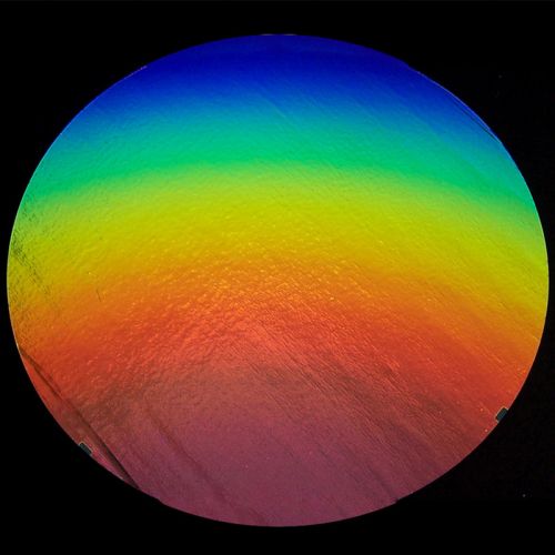 DC858B-CBS Thin Dichroic Rainbow 1 On Black 8"x9" - 90 COE