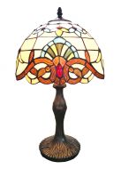83110-Anthea Pattern Tiffany Stained Glass Shade & Lamp Base