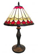 83113-Border Stained Glass Lamp with Satin Bronze Finish Base