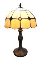 83114-Honey Stained Glass Lamp with Satin Bronze Finish Base
