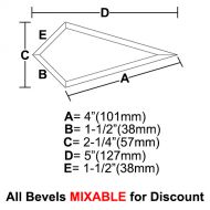 BVT04-Tear Bevel 4"x1.5"x2-1/4"x5"x1.5" 